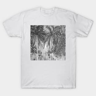 Greyscale coconut trees painting T-Shirt